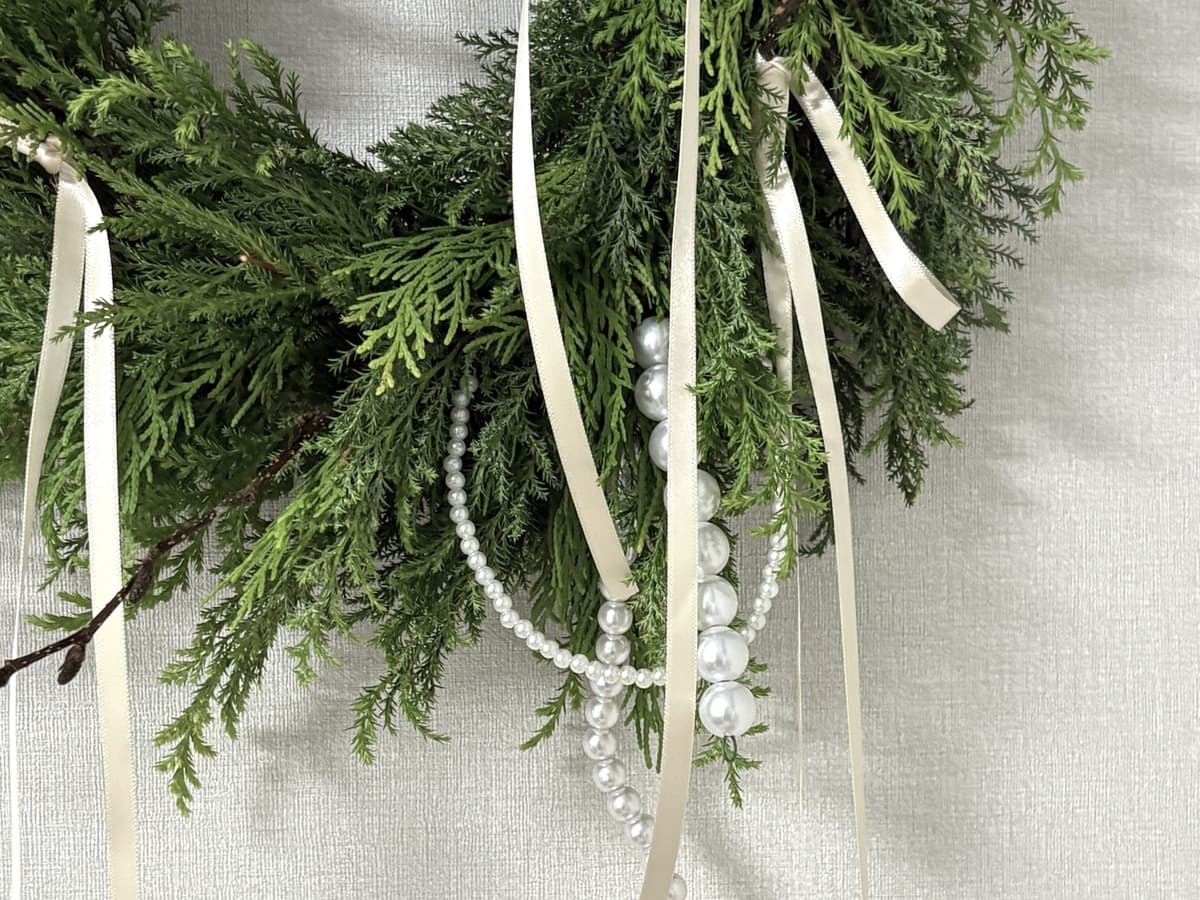 크리스마스 진주 생화 리스 진행 사진 2