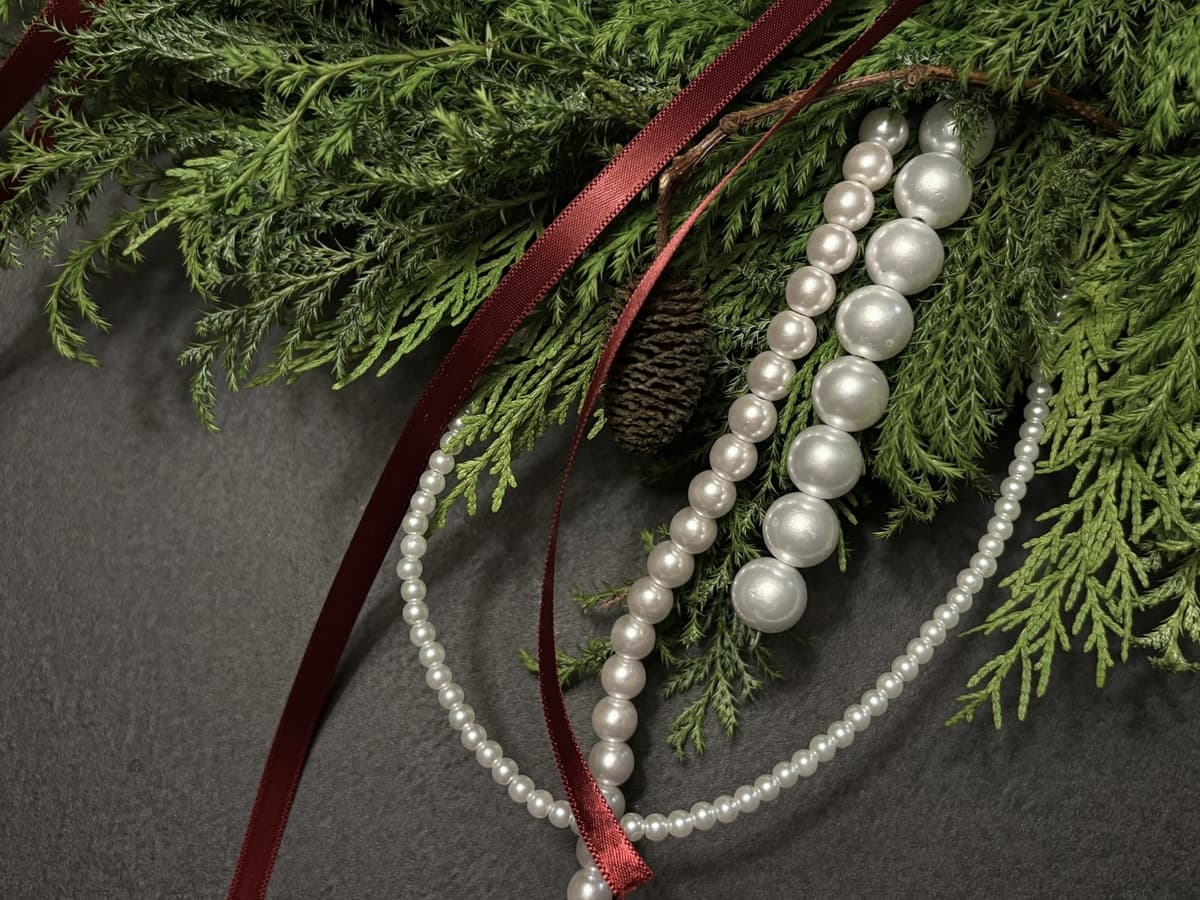 크리스마스 진주 생화 리스 진행 사진 3