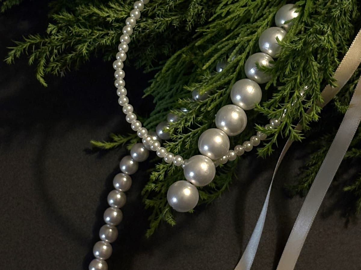 크리스마스 진주 생화 리스 진행 사진 4