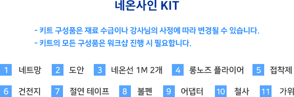 네온사인 LIVE 키트내용 | 이너트립