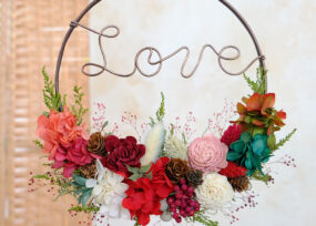 프리저브드 플라워 레터링 리스